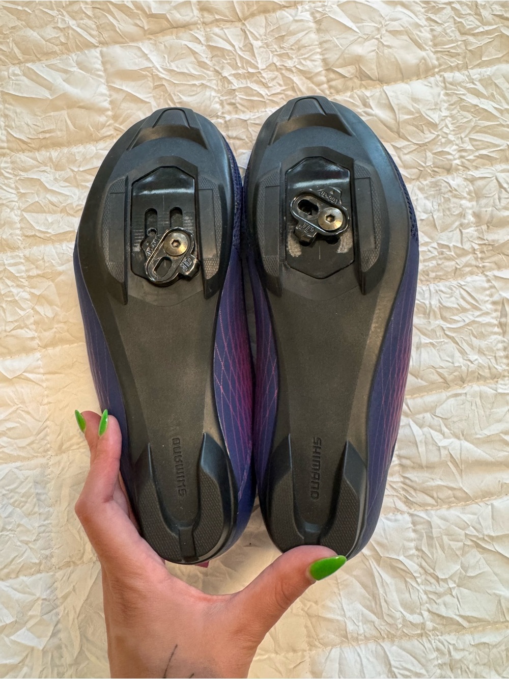 Shimano Women's Navy Cycling Shoes with Purple Gradient and BOA Dial - Picture 3 of 5